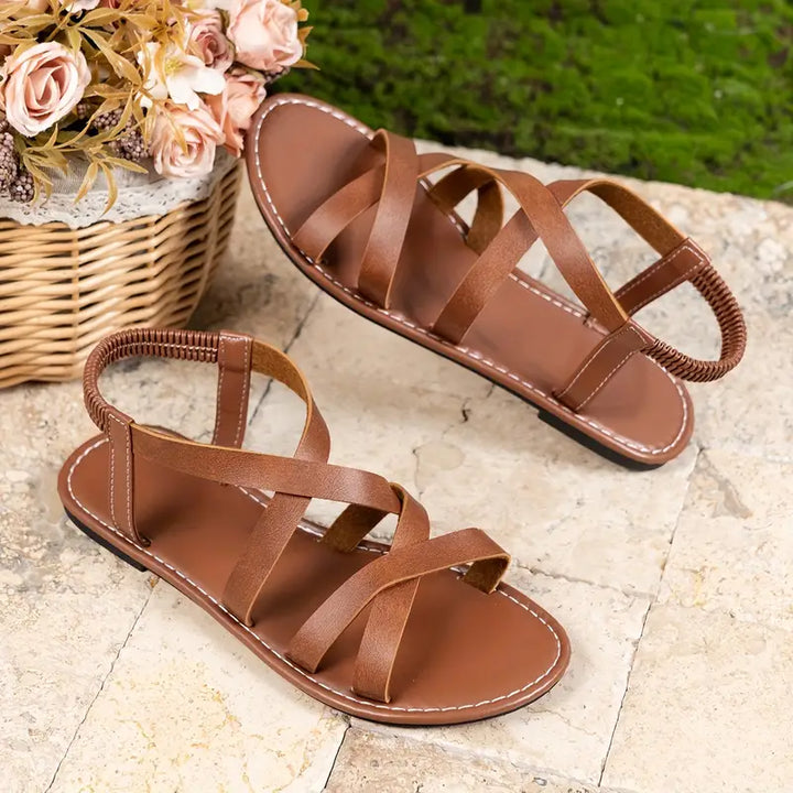 Luna’s Golden Escape Criss-Cross Flat Sandals - Image 13