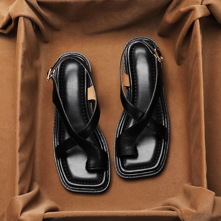 Italian Leather Cross Sandals - Image 6