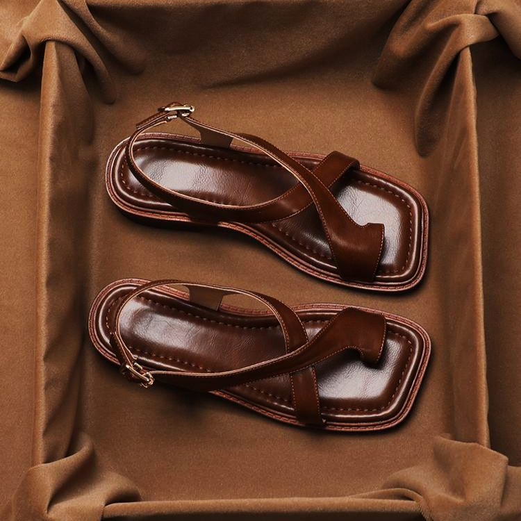 Italian Leather Cross Sandals - Image 4