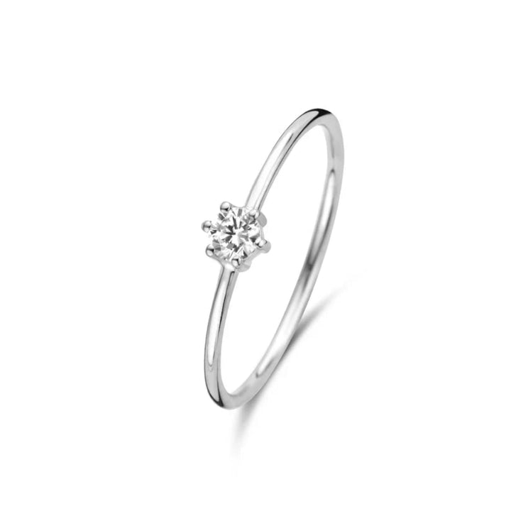 Ring White Gold Solitaire Diamond Minimalist Engagement Jewelry