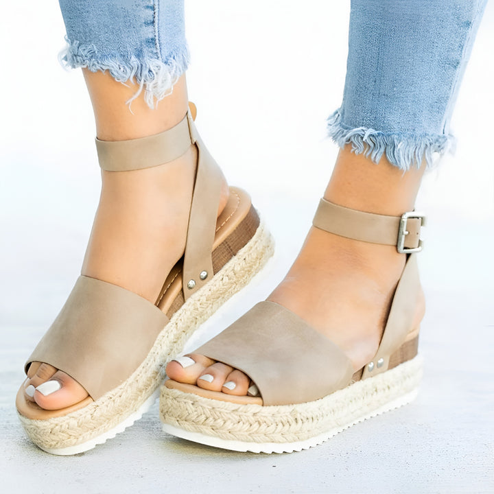 Women's Wedge Heel Sandals Platform Ankle Strap Open Toe