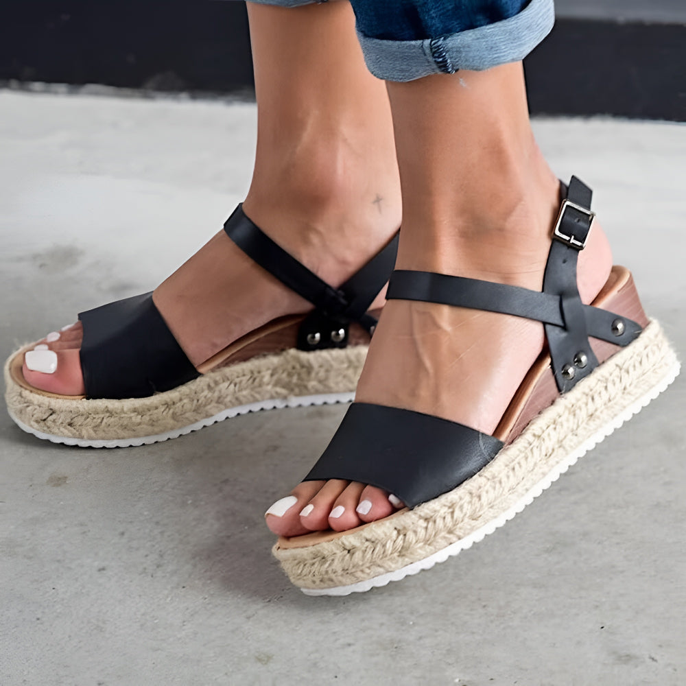 Women's Wedge Heel Sandals Platform Ankle Strap Open Toe